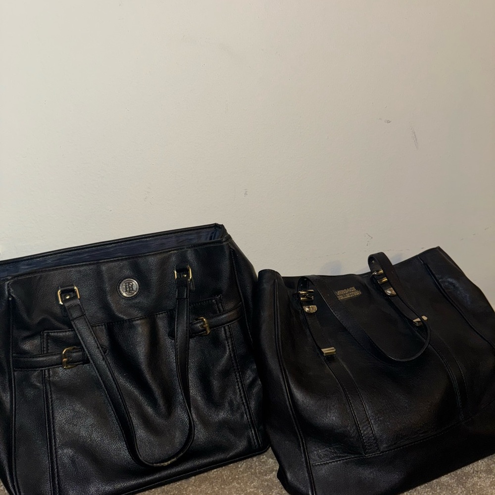 Elegant Black Leather Tote Bag